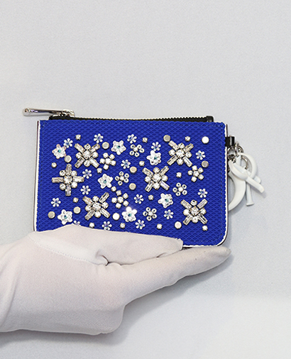 Dior Stardust Key Pouch, &pound;225, Accessories, Black/Blue, Leather, Front view